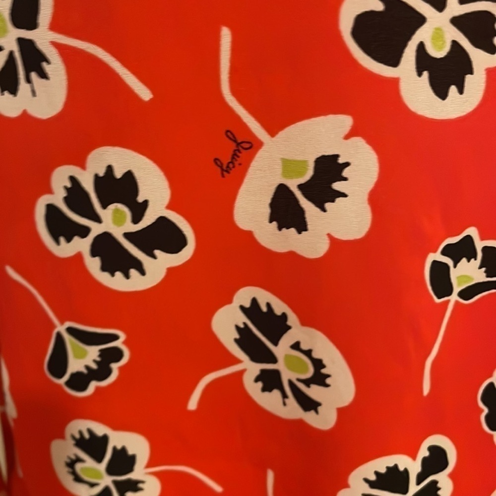 Juicy Couture Red Floral Blouse Size Small Long Sleeve - Picture 4 of 7